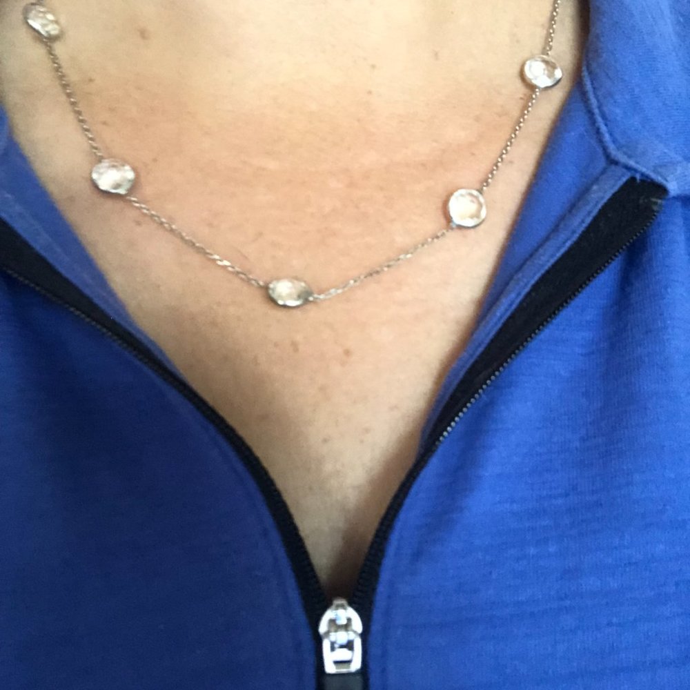 Sterling silver and quartz station necklace